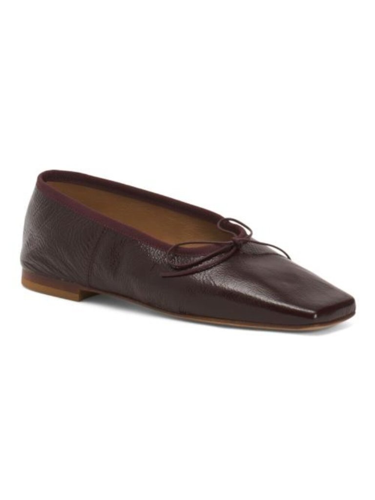 Mansur Gavriel Made In Portugal Patent Leather Square Toe Ballerina Flats
